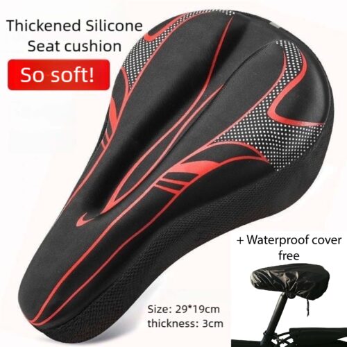 Mobi Silicone Bike Seat Cushion Cover – Soft Thick Gel Pad | Breathable & Non-Slip | Reflective Strip | Waterproof Cover | MTB Road Folding Bicycle Saddle Protector | Singapore Local Stock