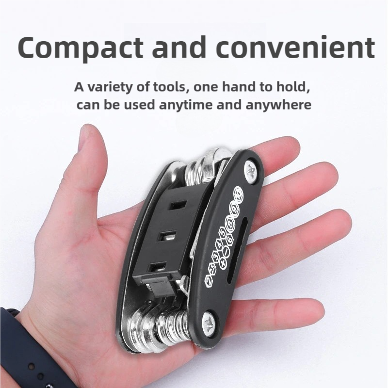 16 in 1 Multi-Functional Bicycle Tools Repair Kit Screwdriver wrench Spanner Allen key Tyre patch - Image 2