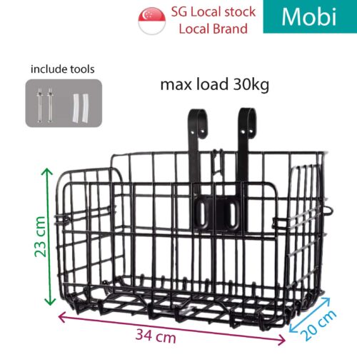 Folding Bike Basket | Quick Release | Front/Rear | Max 30KG | Strong Steel | MTB Road Foldable Cycle