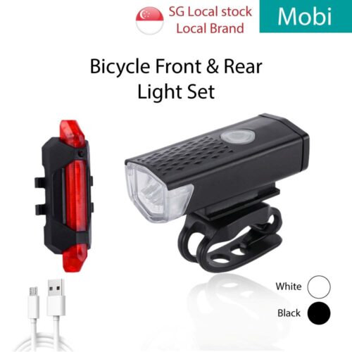 Bicycle Bike Headlight Taillight Front Rear Tail Back Light Set LED Torch Light USB Rechargeable