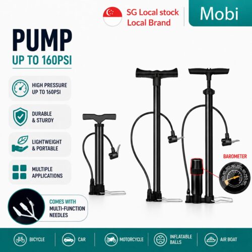 Air Pump for Bicycle Ebike Motorbike Tyre Tire Portable Manual Pump Balloon Boat Barometer Pressure