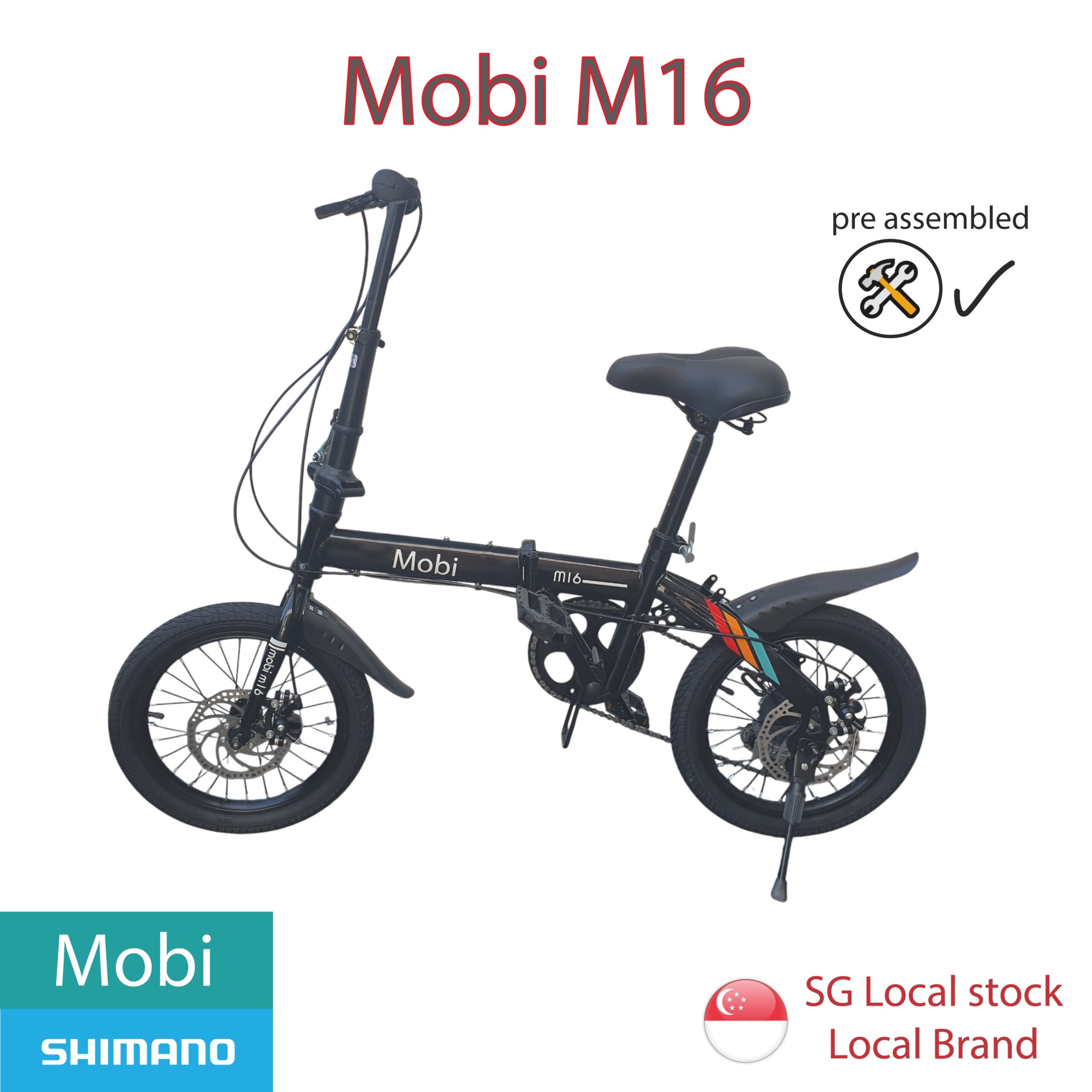 Mobi M16 Foldable Bicycle – Lightweight | Shimano 6-Speed | Easy Fold | SG Stock