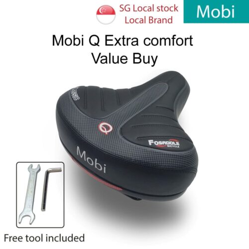 Mobi Q Extra Comfort Bicycle Seat | 8cm Memory Foam & Dual Spring Suspension | Wide Bike Saddle