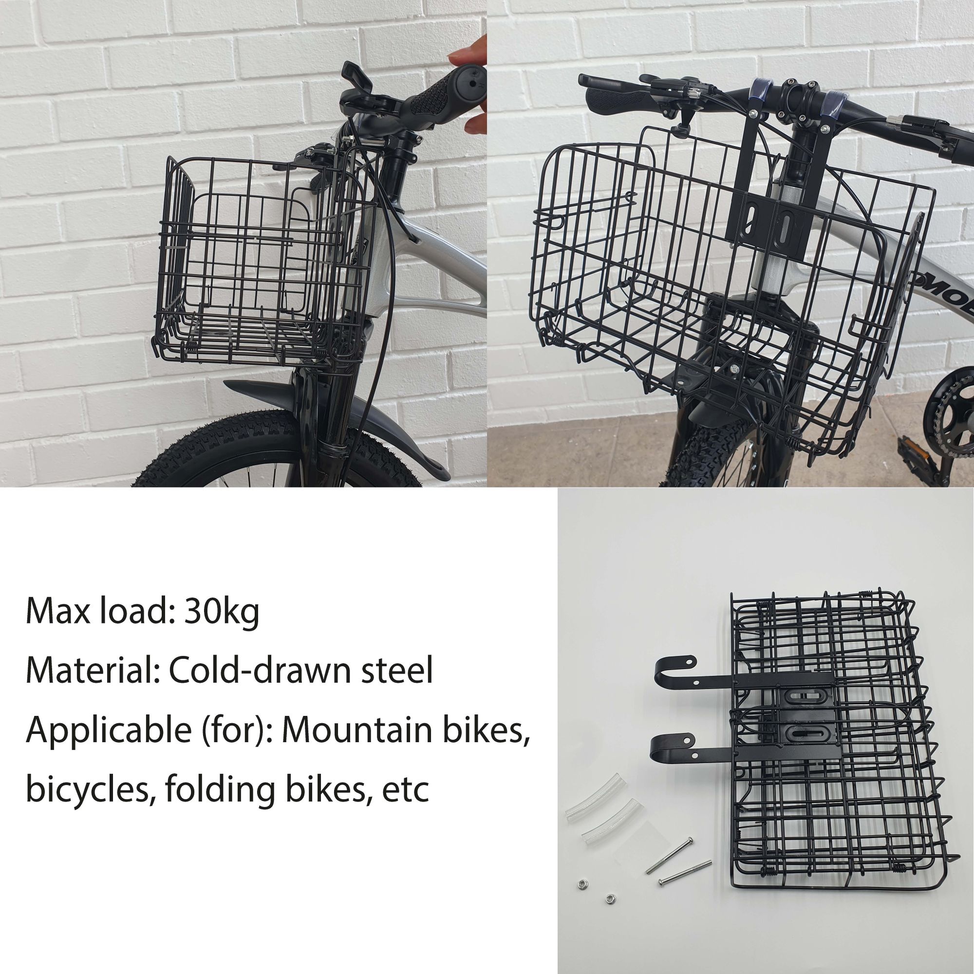 Folding Bike Basket | Quick Release | Front/Rear | Max 30KG | Strong Steel | MTB Road Foldable Cycle - Image 2