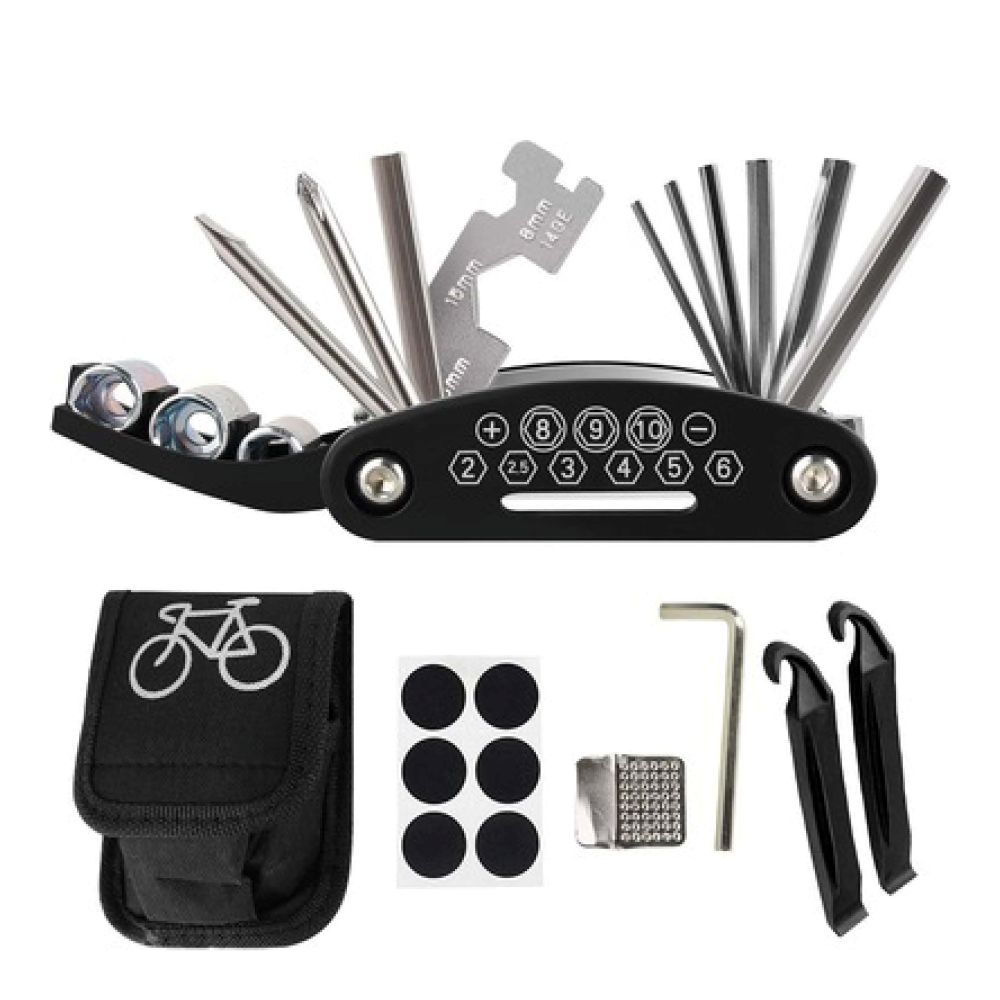 16 in 1 Multi-Functional Bicycle Tools Repair Kit Screwdriver wrench Spanner Allen key Tyre patch - Image 3