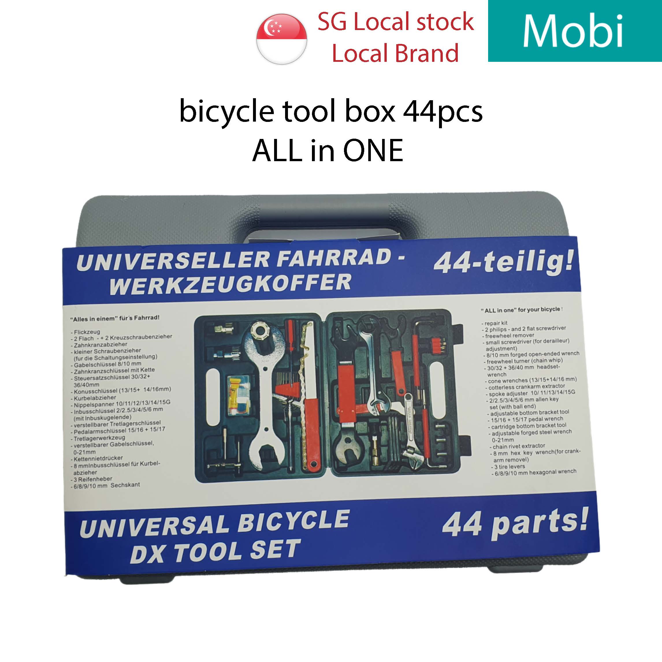 Bicycle tool box 44pcs Pedal crank Tire repair bottom bracket Freewheel lockring tool Chain breaker