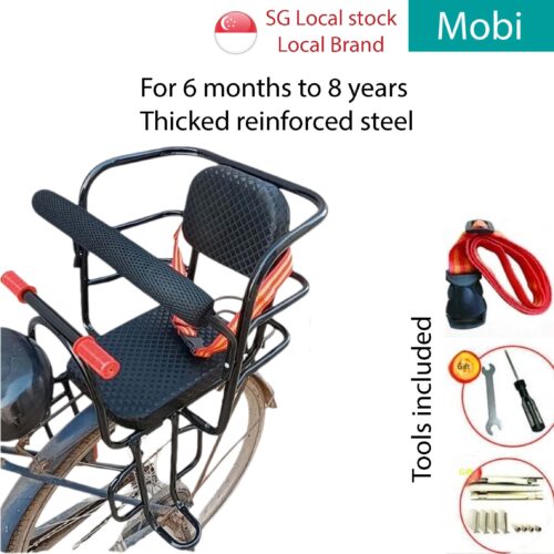 Bicycle Child Pillion Seat Safety Bike Rear Kids Saddle Foot Rest Back Rest Steel Passenger Seat