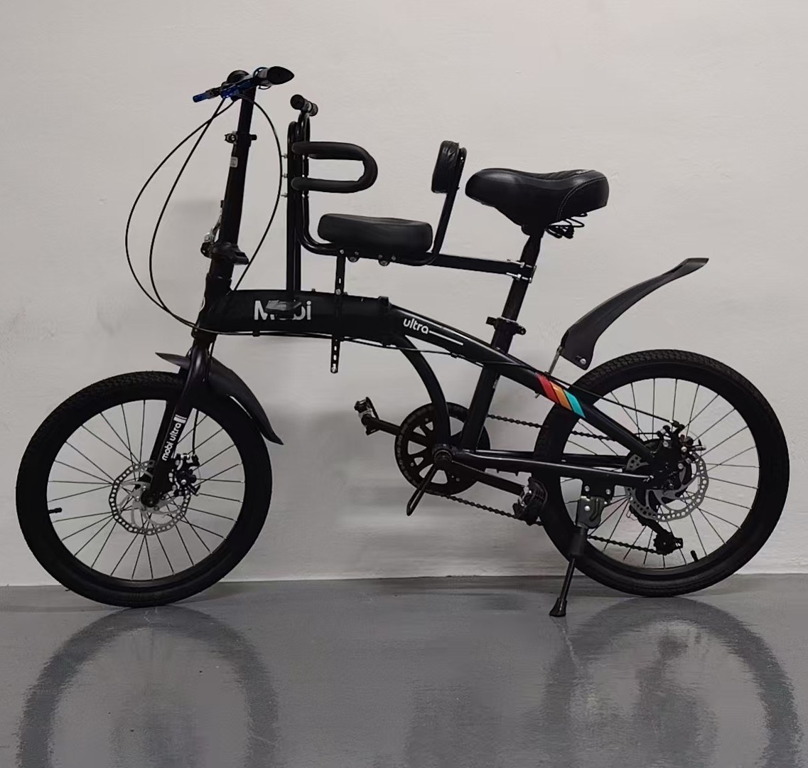 Adjustable Front Child Bike Seat with Safety Guardrail Backrest & Pedals Footrest - Image 5