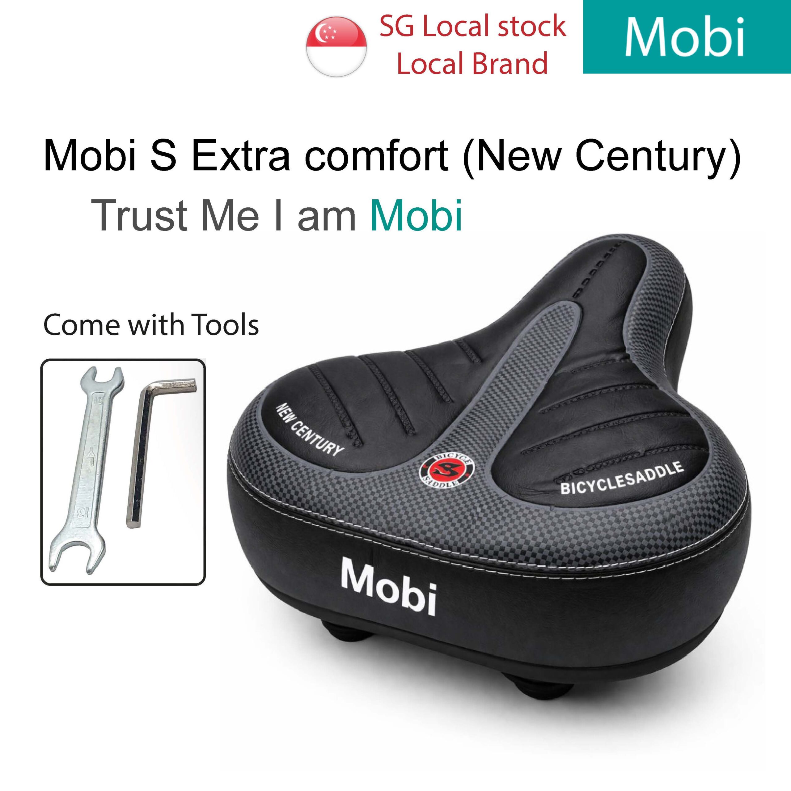 Mobi S Soft Bicycle Saddle Seat Ergonomic | Suspension Memory Foam Shock Absorb Wide Large Big Thick