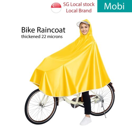 Bicycle Raincoat with Clear Face Shield Hooded Thickened Waterproof Bike Poncho Hook Rain Cape