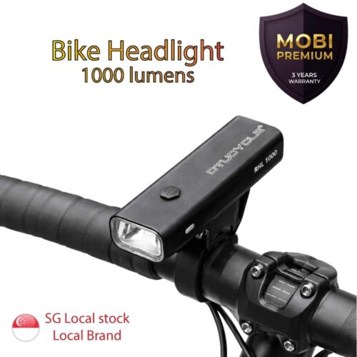 Premium Bike Headlight 1000 Lumens Bicycle Front Light Waterproof Aluminium Large Battery Recharge