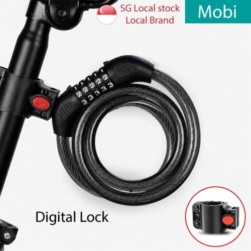 Bike Cable Digital Lock 5 Digit Combination Bicycle Lock Coiled Steel Cable PVC Cover Mount Holder