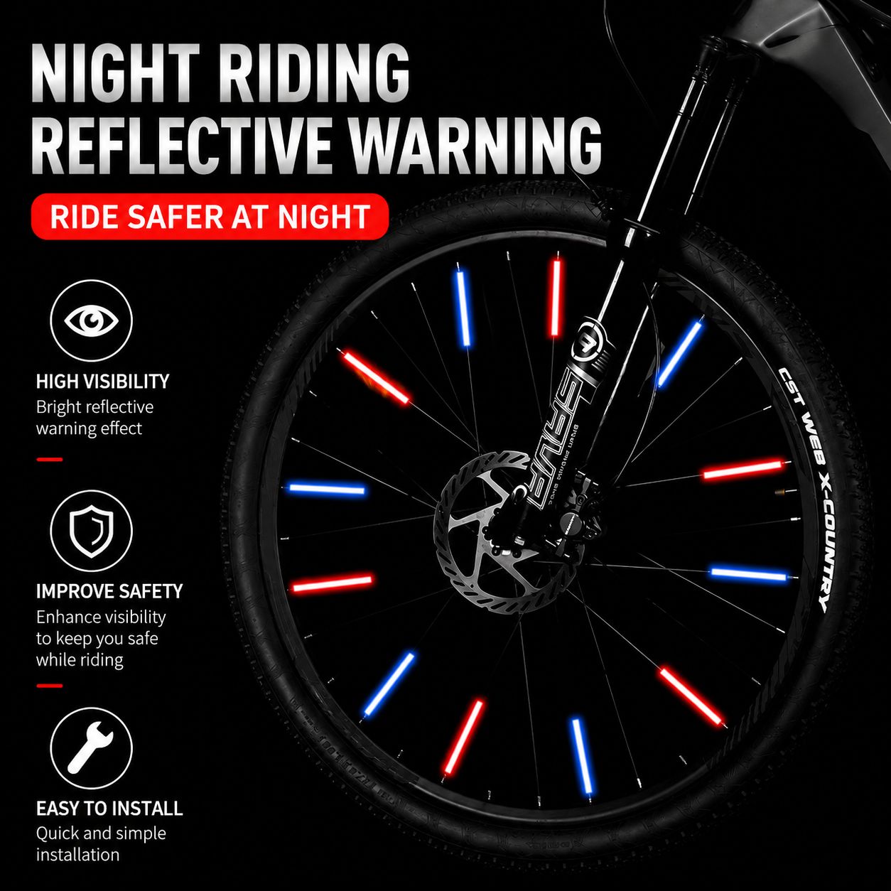 Bicycle Reflector Light Spoke Reflective Strips Wheel Safety Warning Clip Reflector Night Riding - Image 2