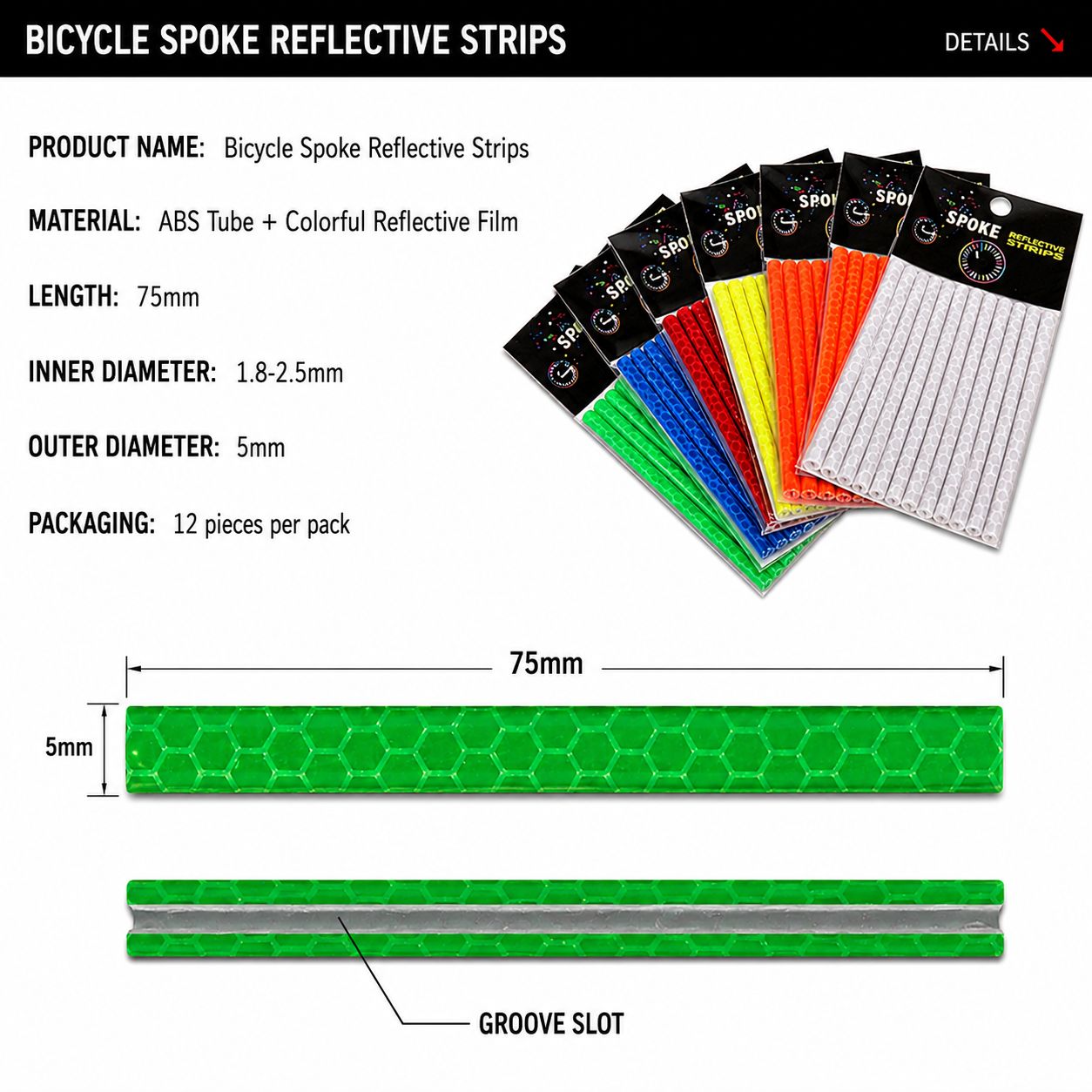 Bicycle Reflector Light Spoke Reflective Strips Wheel Safety Warning Clip Reflector Night Riding - Image 3