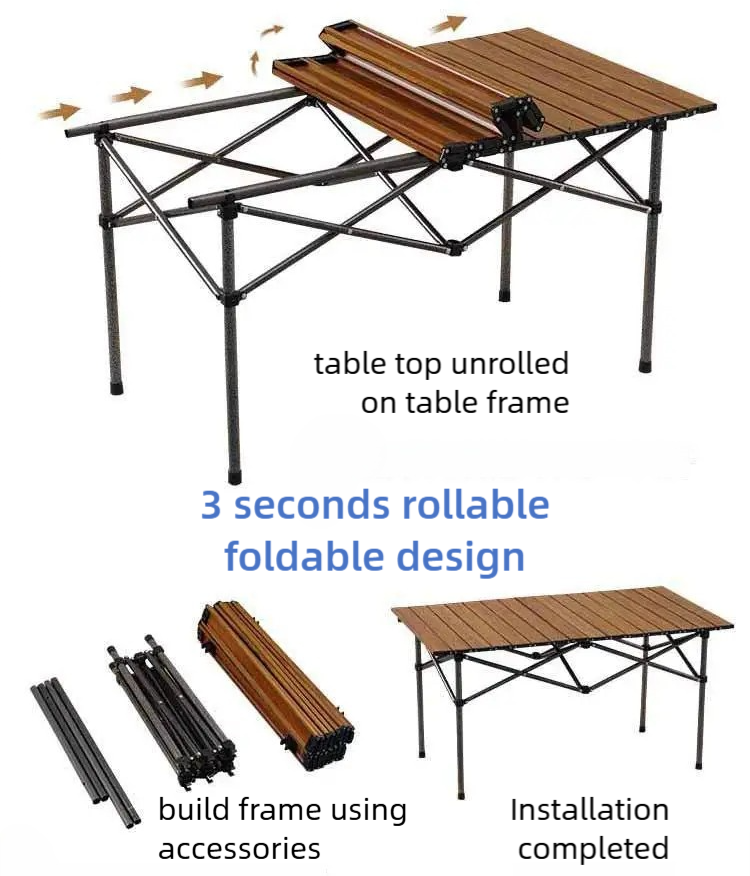 Mobi Outdoor Table potable roll-out rollable foldable folding camping table desk light weight - Image 3