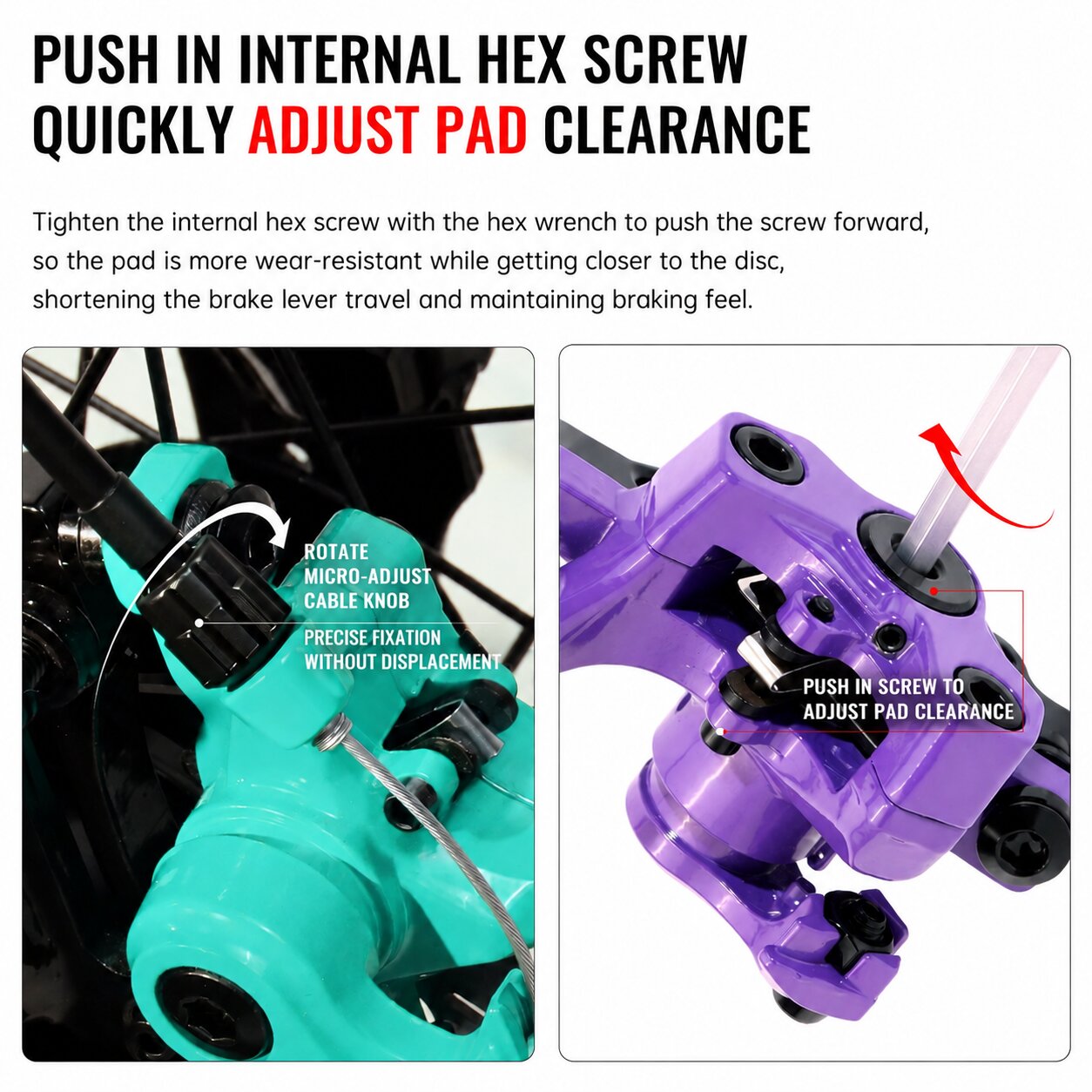 Brake Calliper Caliper Bicycle Bike Mechanical Disc Brake Calliper Rear Front 160mm Resin pad - Image 8