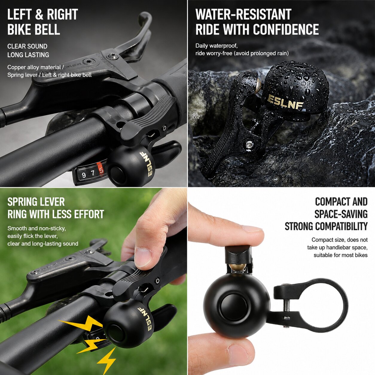 Bicycle Bell Left Right Bike Bell Horn Signal Clear Sound Raining Rainproof Waterproof Accessory - Image 3