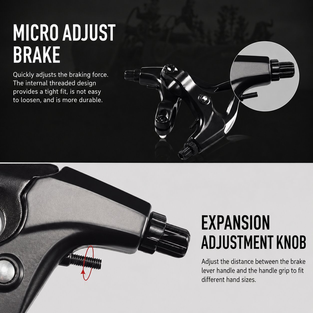 Aluminium Bicycle Brake Lever Handle Bike Black White Pair - Image 3