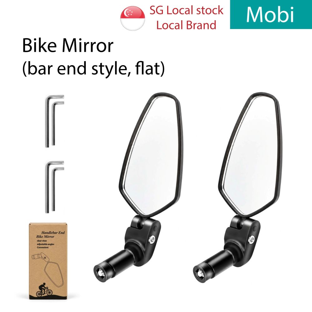 Bicycle Bar End Rear View Mirrors Pair 360° Adjustable Slight Convex Flat Mirrors Ebike Escooter PAB - Image 6