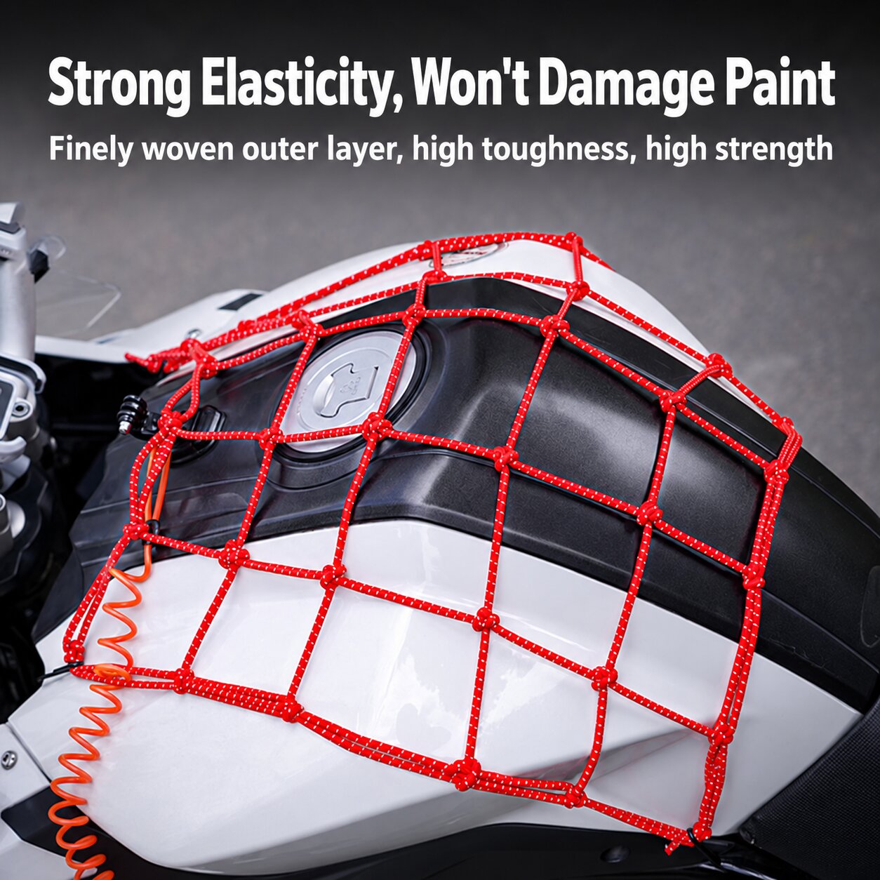 Elastic Helmet Cargo Net Holder Net Storage Net Securing Luggage Mesh Reflective Bungee Cord Motorcycle Bike - Image 3