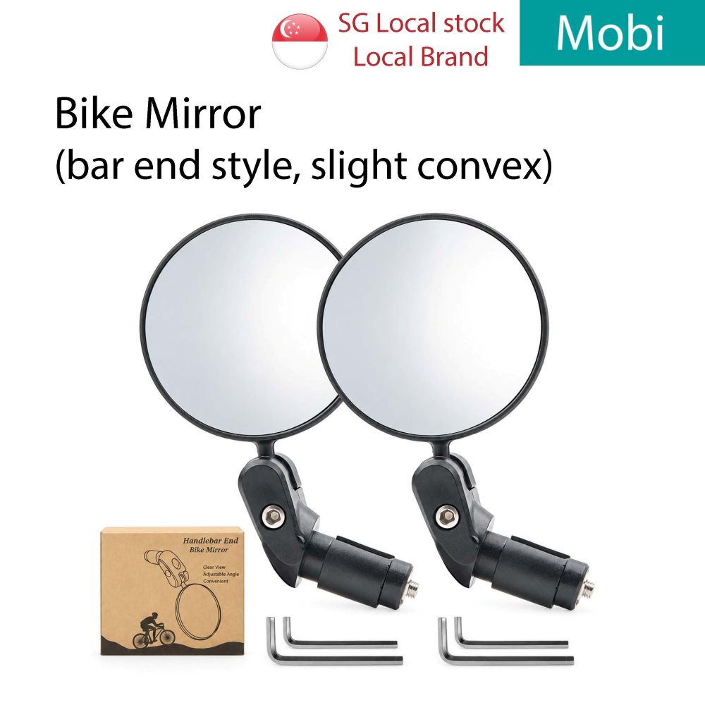 Bicycle Bar End Rear View Mirrors Pair 360° Adjustable Slight Convex Flat Mirrors Ebike Escooter PAB - Image 2