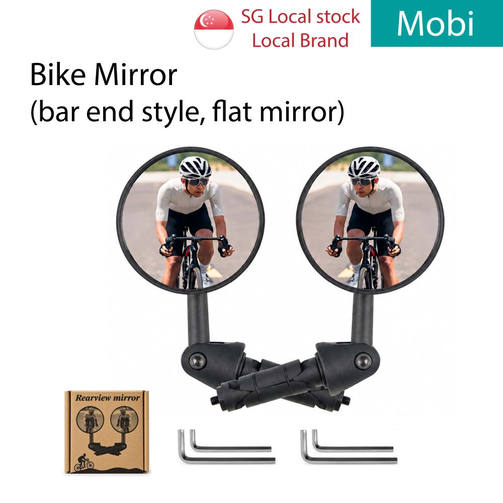 Bicycle Bar End Rear View Mirrors Pair 360° Adjustable Slight Convex Flat Mirrors Ebike Escooter PAB - Image 9